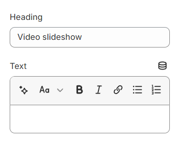 Video slideshow general settings